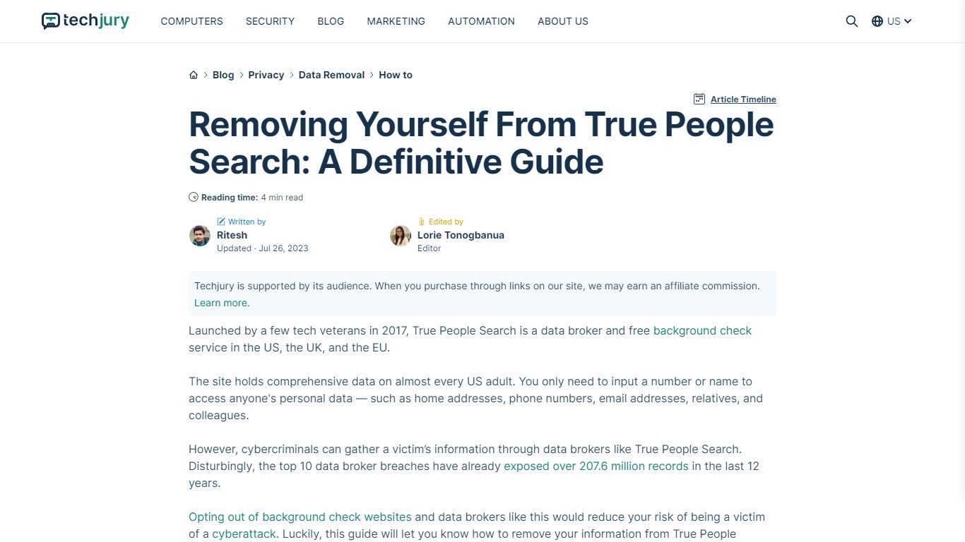 TruePeopleSearch Opt Out Guide[6 Easy Steps for Removal] - Techjury