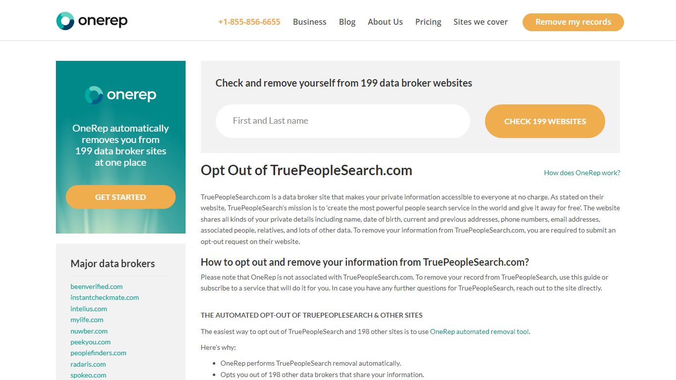 TruePeopleSearch.com Removal & Opt Out Guide | OneRep